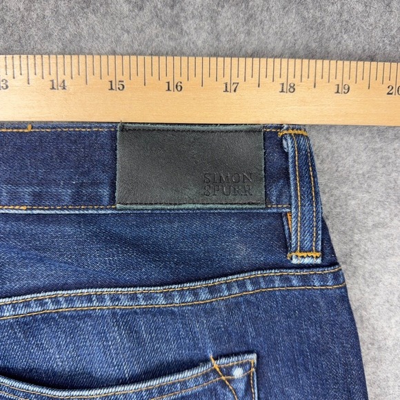 Simon Spurr Jeans Mens 38x32 Blue Selvedge Denim Resin Rinse Straight Leg USA - Picture 13 of 15